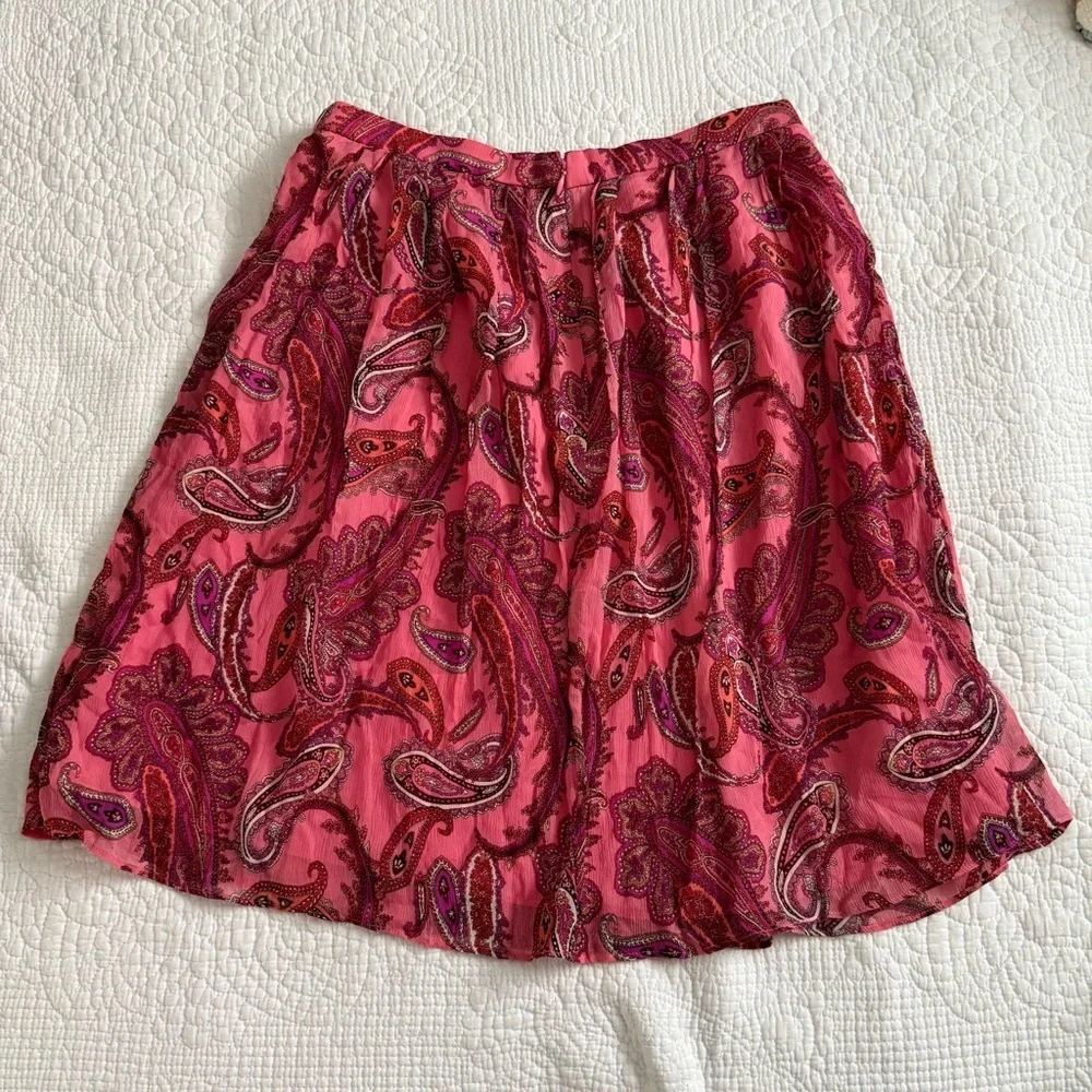 J. Crew Vibrant Pink Paisley A-Line Skirt